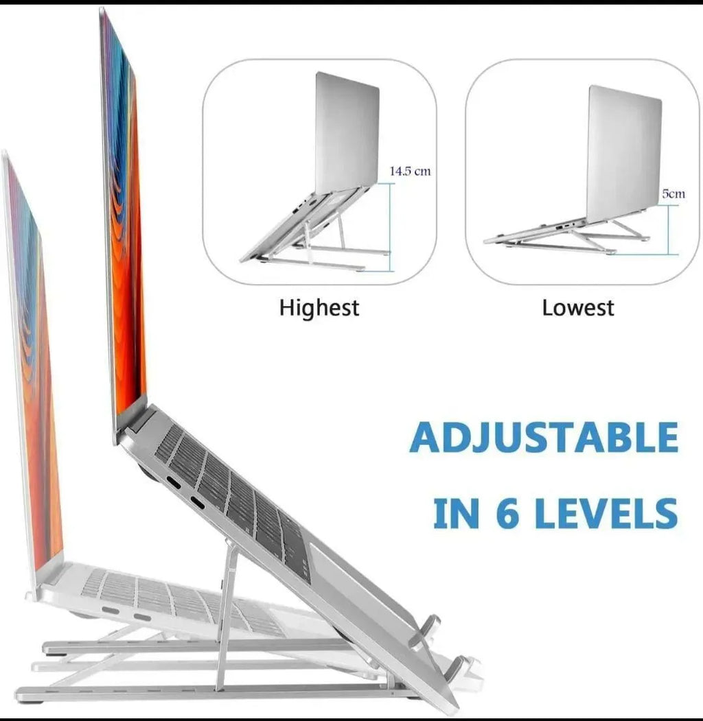 Adjustable Aluminum Laptop Stand – Foldable & Portable Ergonomic Notebook Holder