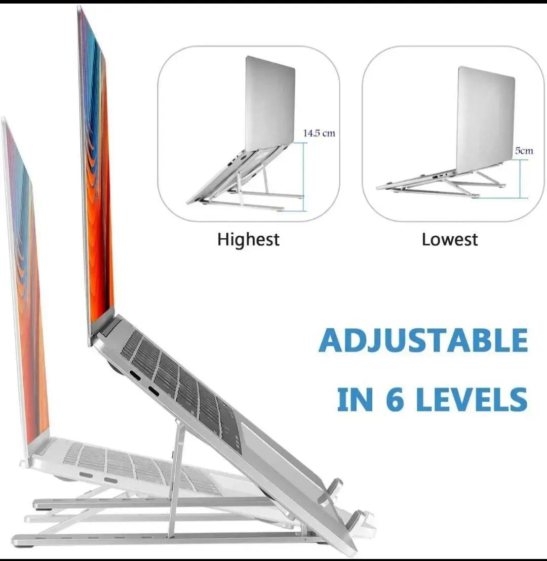 Adjustable Aluminum Laptop Stand – Foldable & Portable Ergonomic Notebook Holder