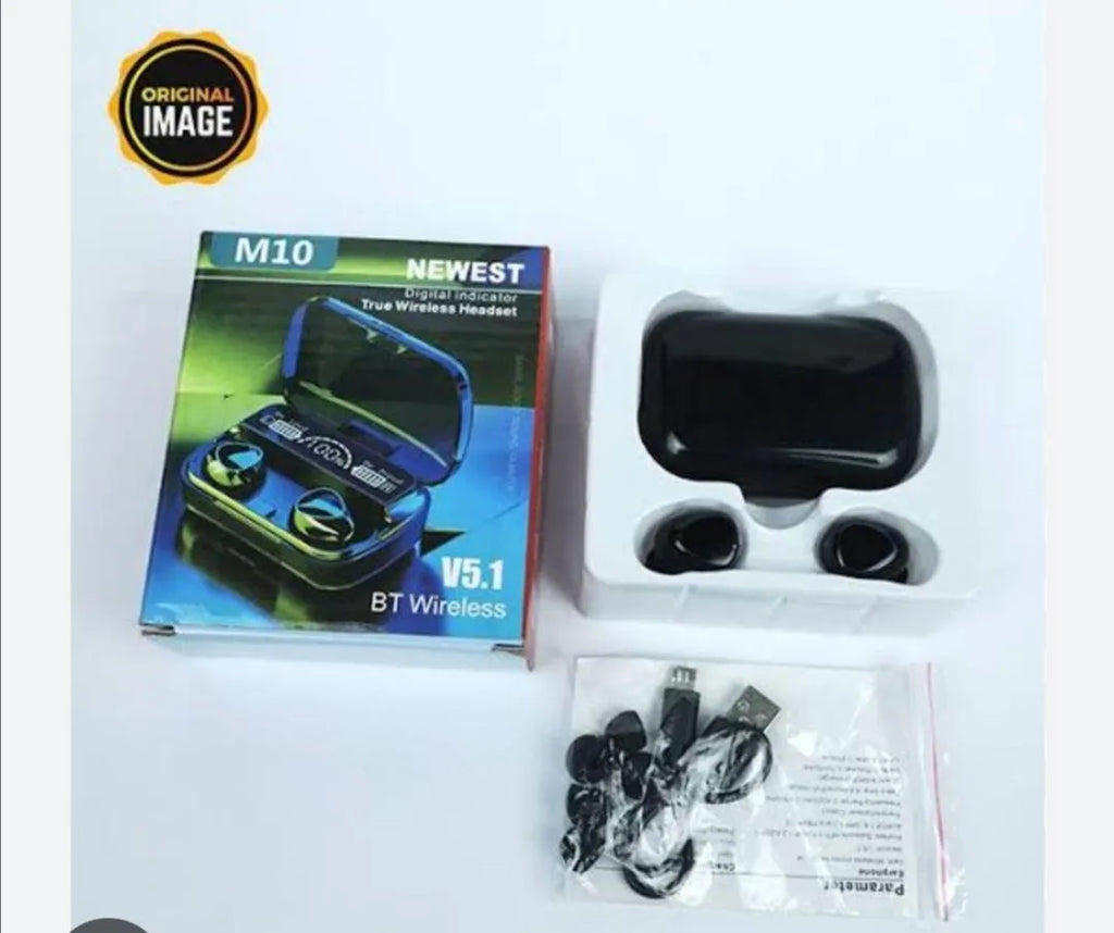 M10 TWS Wireless Earbuds – Bluetooth 5.1 with LED Power Display