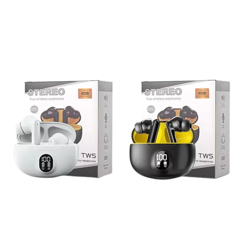 Stereo TWS Wireless Earbuds – ENC Noise Reduction & LED Battery Display