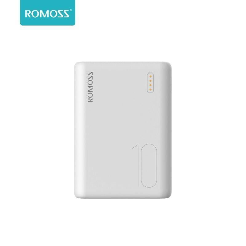 ROMOSS 10000mAh Fast Charging Power Bank – Dual USB Output & Dual Input Portable Battery Pack (White)