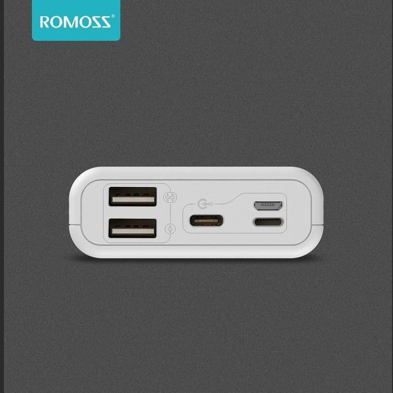 ROMOSS 10000mAh Fast Charging Power Bank – Dual USB Output & Dual Input Portable Battery Pack (White)
