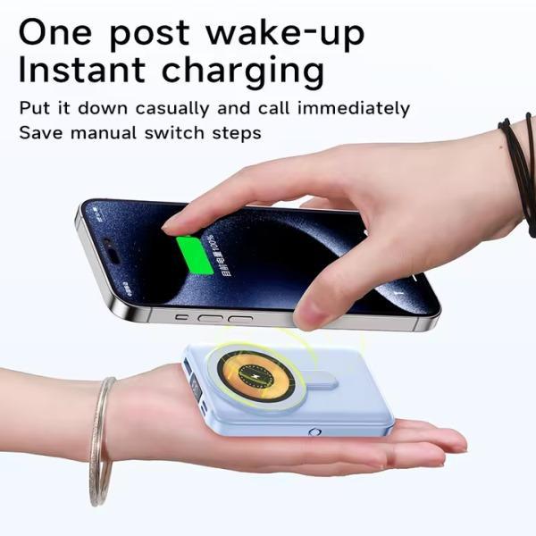 10000mAh Magnetic Wireless Power Bank – 15W Fast Charging with Built-in Cables & Foldable Kickstand